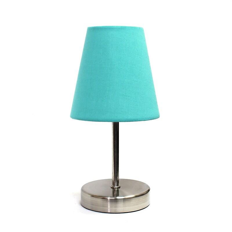 Simple Designs Sand Nickel Mini 10.50" LED Table Lamp, Blue (LT2013-BLU) image 1