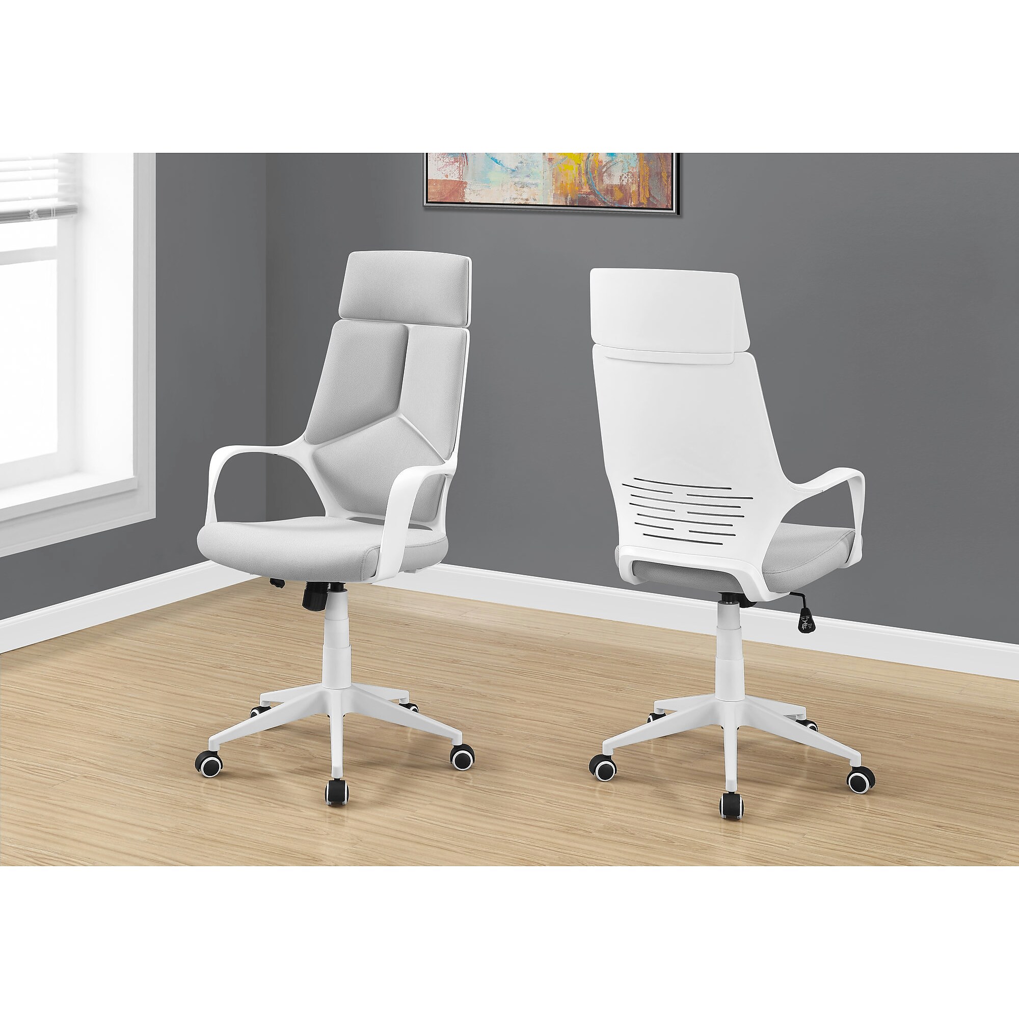 Monarch Specialties Inc. Fabric Executive Chair, Grey/White (I 7270) Sansujyuku sansujyuku.com