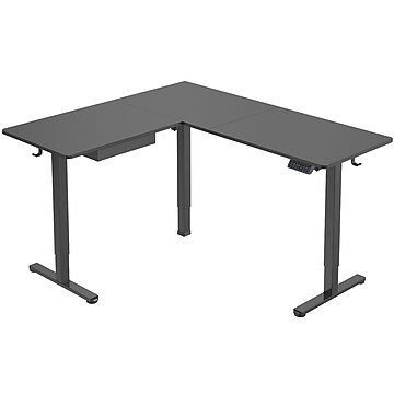 Mount-It! 28"-46"H L-Shape Electric Adjustable Height Standing Corner Desk, Black (MI-15001)