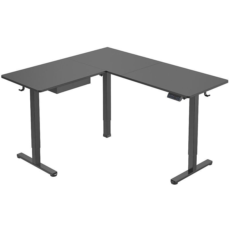 Mount-It! MI-15001 63"W L-Shaped Adjustable Particle Board Standing Desk, Black (MI-15001) image 1