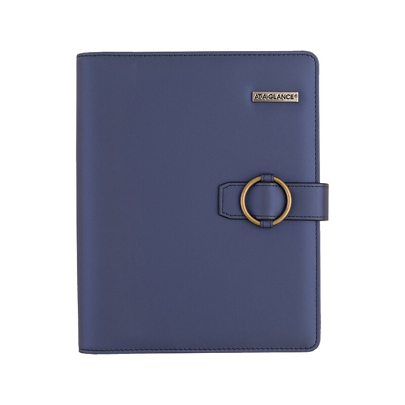 AT-A-GLANCE 5.5" x 8.5" Weekly & Monthly Personal Organizer, Faux Leather Cover, Navy (031-040-NVY) image 1