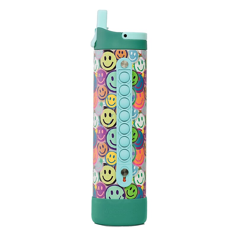 Elemental Iconic Pop Stainless Steel Triple Wall Insulated Water Bottle, 20 oz., Graffiti Smile (EMLEB20SM31P) image 1