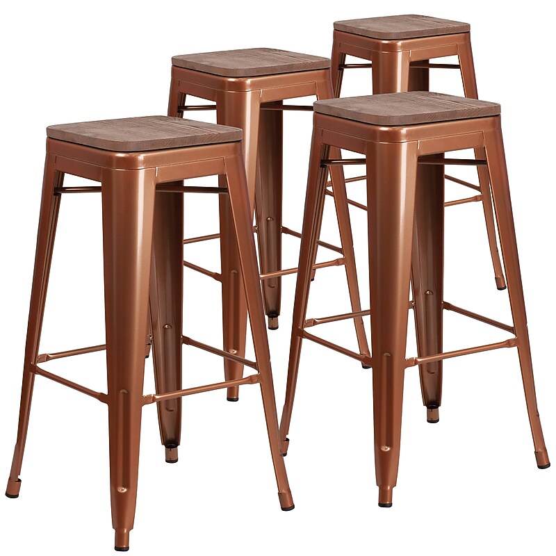 Flash Furniture Shania Industrial Metal Barstool without Back, Copper, 4-Pieces/Pack (4ETBT350330POCW) image 1