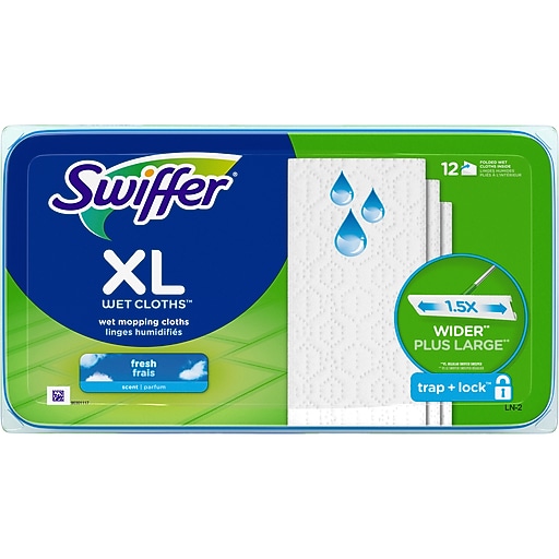 Swiffer XL Sweeper Wet Cloth, Fresh Scent, 12/Pack (74471) Staples