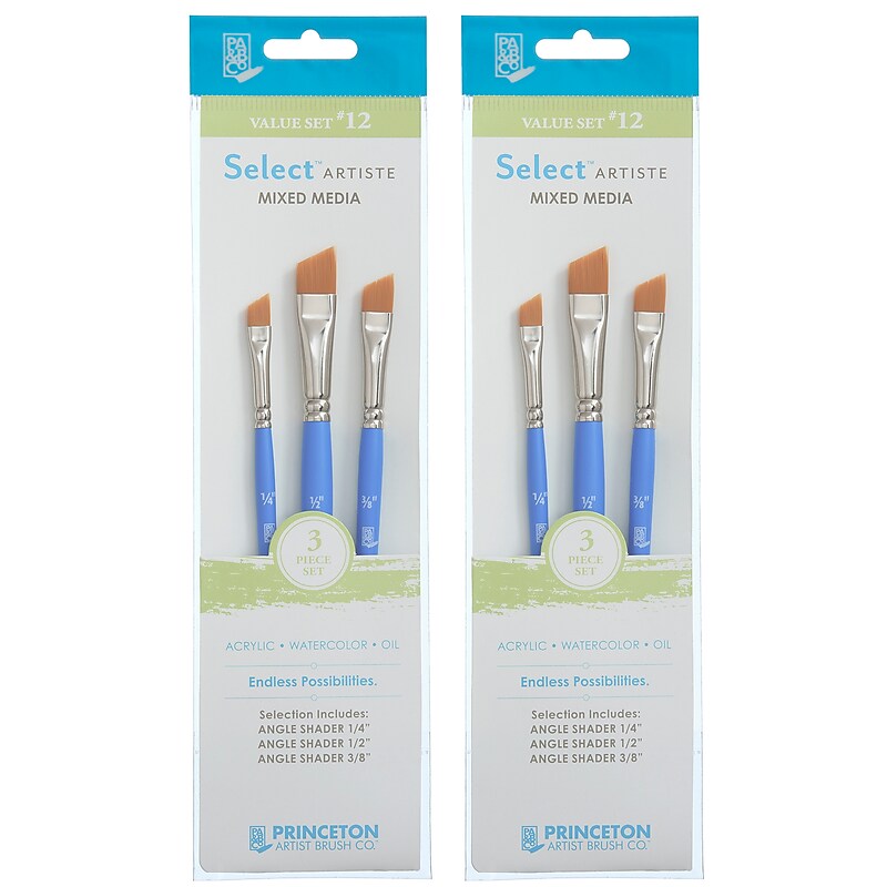 Princeton Select Artiste Mixed Media Synthetic Brush Set No. 12, 3/Set, 2 Sets/Bundle (PBXP3750SET112-2) image 1