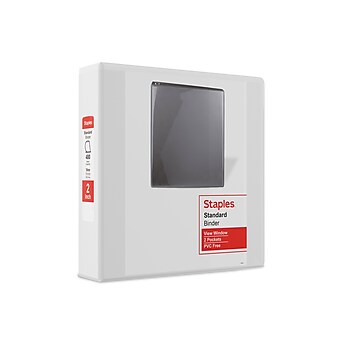 Staples  2" 3-Ring View Binder, D-Ring, White (26444-CC)