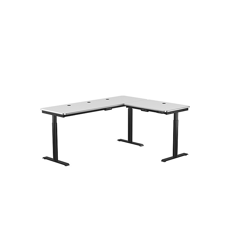 VersaDesk PowerLift 60"W Electric L-Shaped Adjustable Standing Desk, White/Black (PLLSD7260-BW-APP) image 1