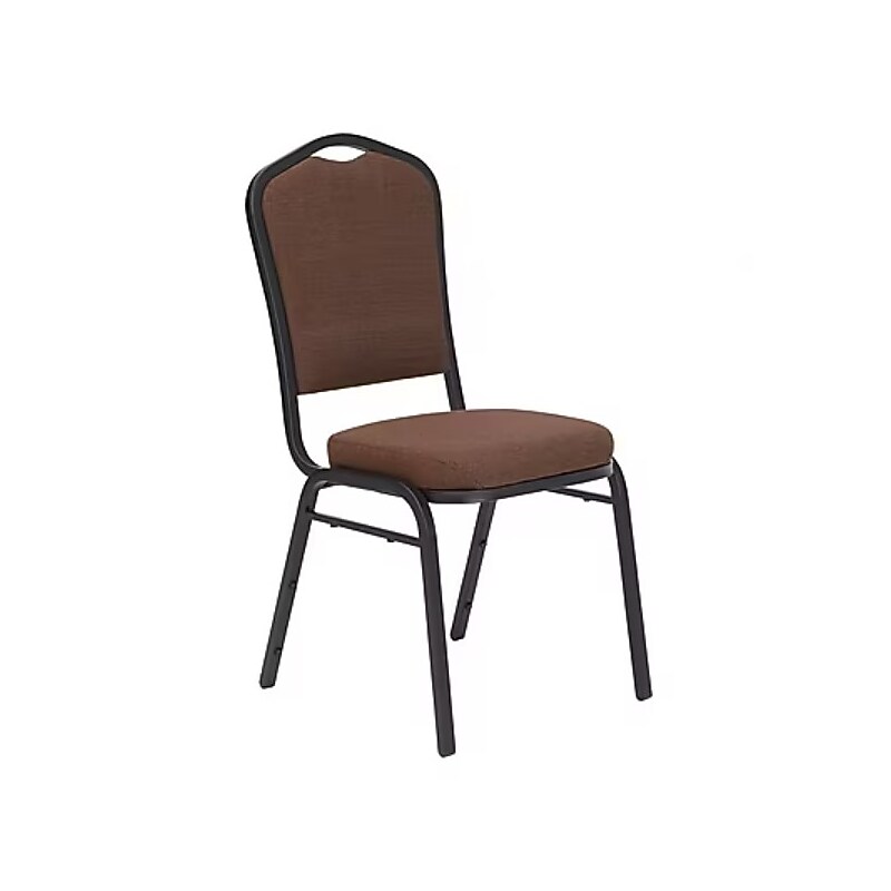 NPS 9300 Series Deluxe Fabric Upholstered Stack Chair, Natural Chocolate/Black Sandtex, 40/Pack (9361-BT/40) image 1
