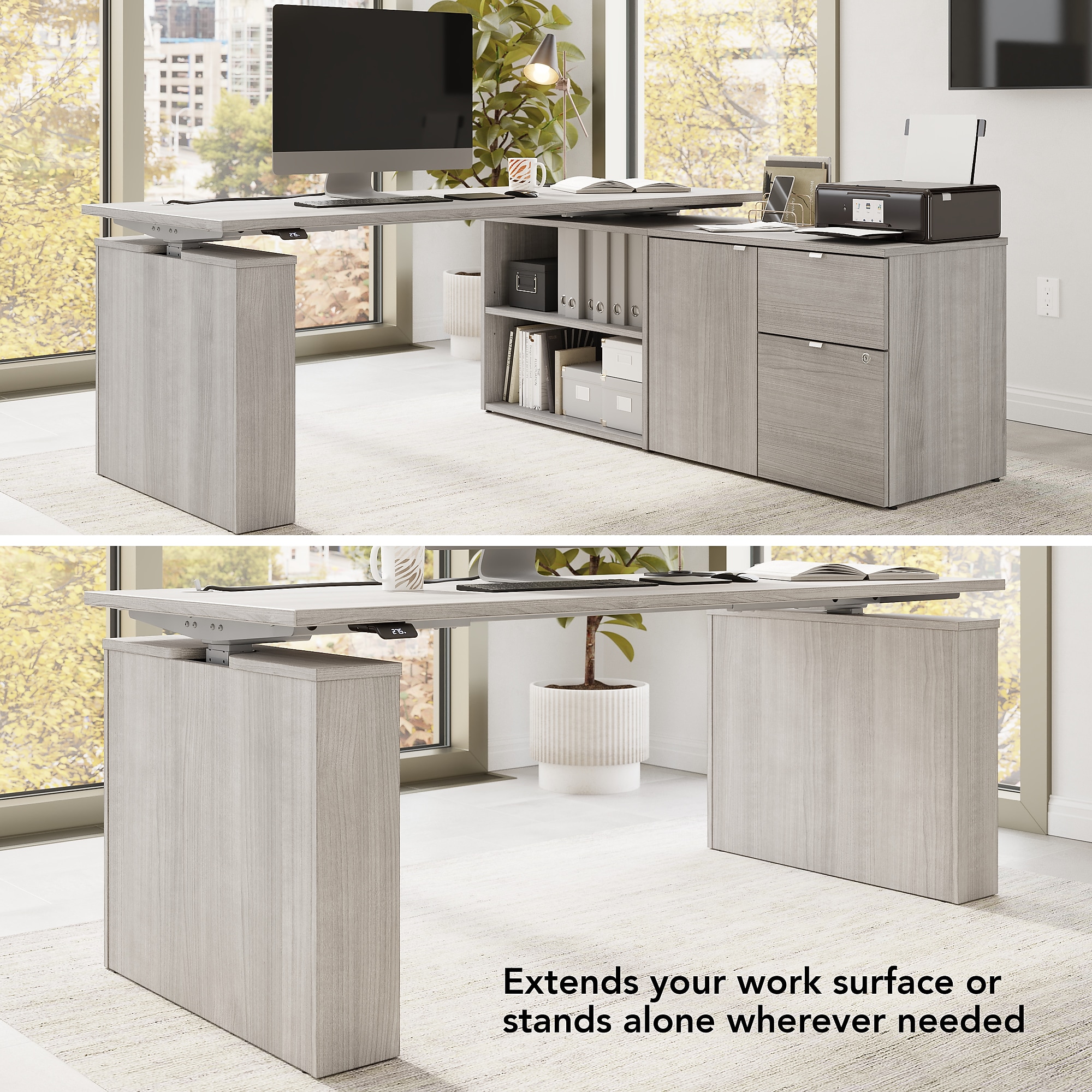 Bush Business Furniture Stratus 24″H Storage Cabinet with 2 Shelves, 2 Drawers, Platinum Gray (SUS130PG) Sansujyuku sansujyuku.com