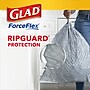 Glad ForceFlex OdorShield 13 Gallon Kitchen Trash Bag, 23.75" x 25.4", Low Density, 0.72 mil, Gray, 120 Bags/Box (79158)~#|#~5A941483-8D34-4A4B-9917493858A1E83B_sc7