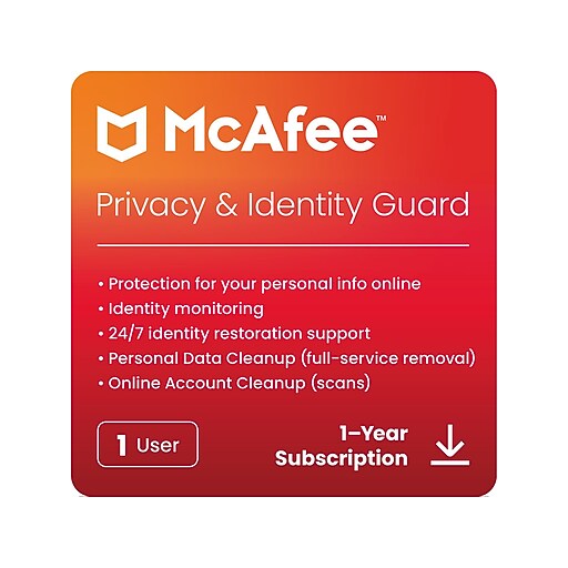 McAfee Privacy & Identity Guard for 1 User, Windows/Mac/Android/iOS
