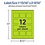 Avery Rectangle Multipurpose Labels, 1-13/16" x 2-3/16", Bright Green, 480/Pack (94233)~#|#~5A985ECA-C030-4C8E-ACB555A8CF2F00BC_sc7