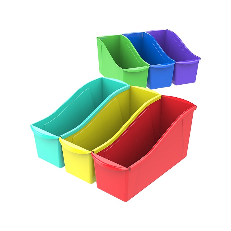 Storex Plastic Large Book Bin, 7" x 5.3" x 14.3", Assorted Colors (70110U06C) image 1