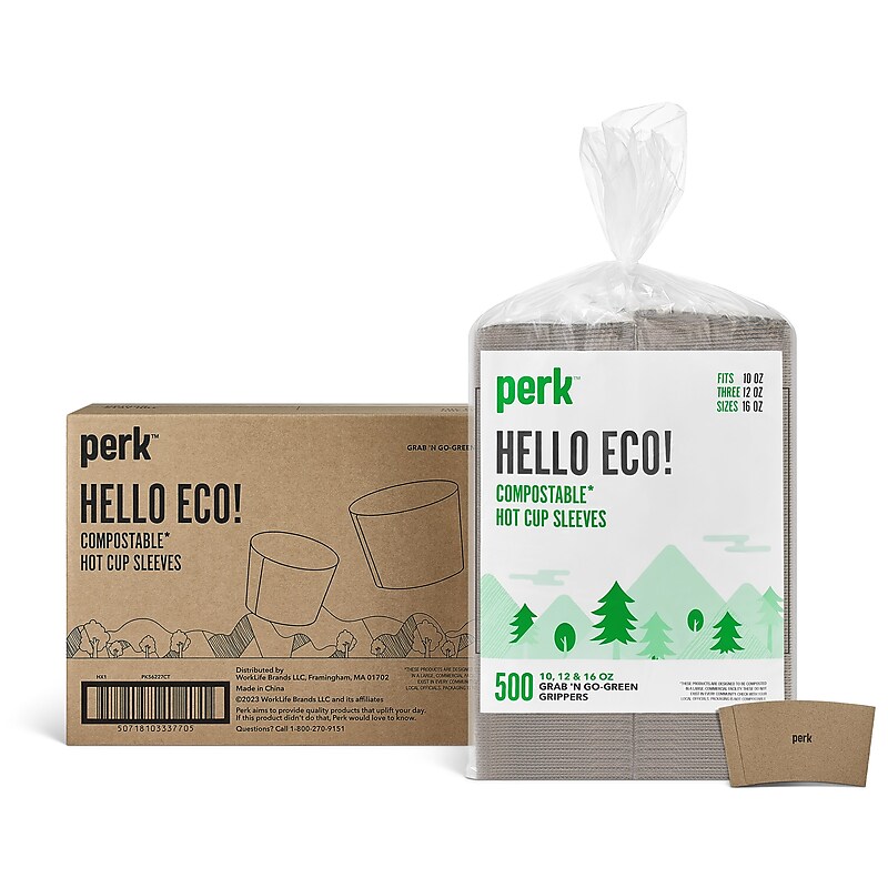 Perk™ Eco Paper Hot Cup Sleeves, Brown, 1000/Carton (PK56227CT) image 1
