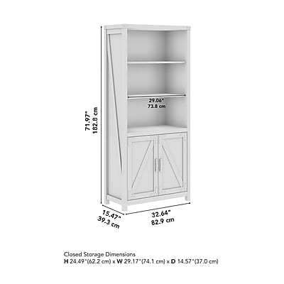 Knoxville Tall 5 Shelf Bookcase with Doors - Thumbnail 3