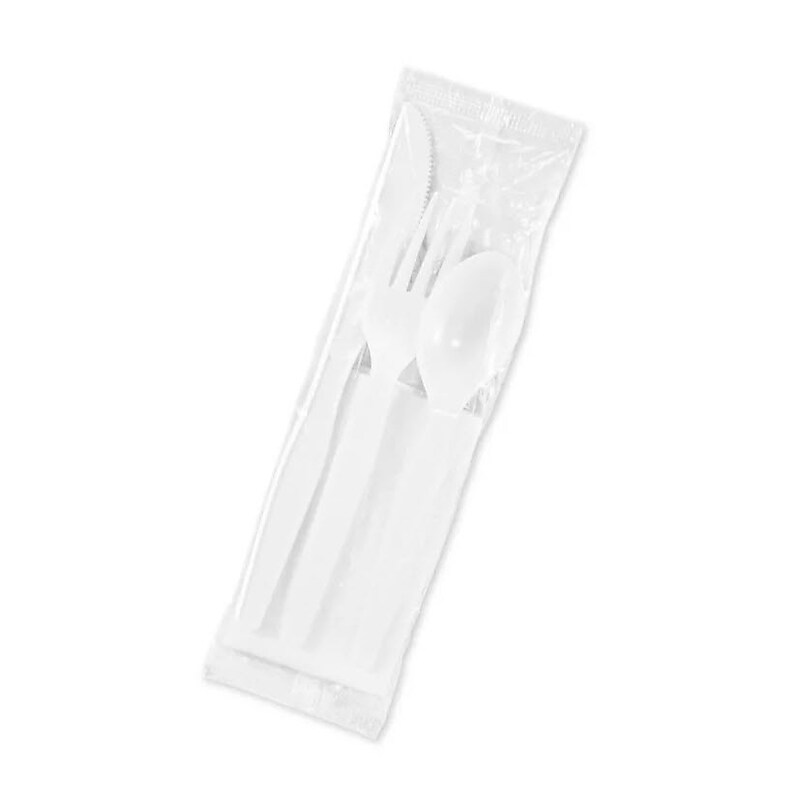 Dixie Individually Wrapped Polystyrene Cutlery Set, Medium-Weight, White, 4 Pieces/Set, 250/Carton (CM26NC7) image 1