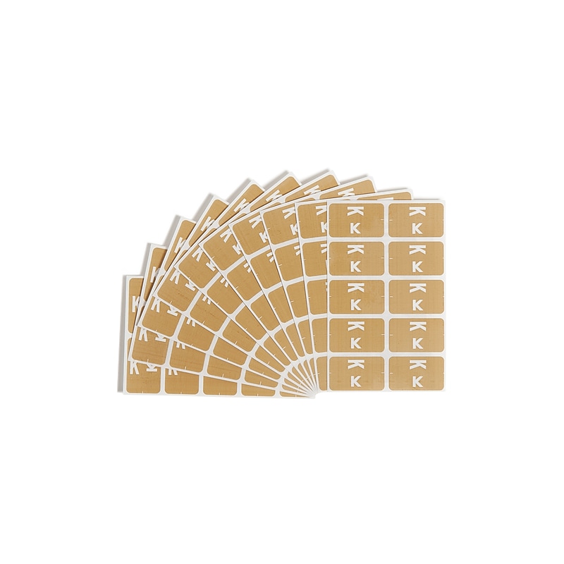Smead AlphaZ ACCS Color-Coded Alphabetic Labels, K, Light Brown, 100/Pack (67181) image 1