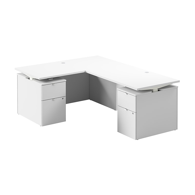 Bush Business Furniture Stratus 60"W Electric L-Shaped Adjustable Standing Desk with Drawers, White (SUT017WH) image 1
