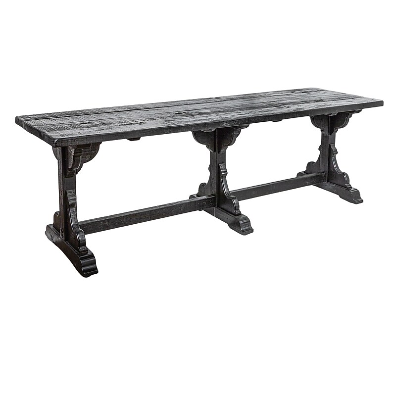 Storied Home Reclaimed Pine Wood Table with Trussel, Black (EC1691) image 1