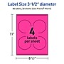 Avery Laser/Inkjet Round Multipurpose Labels, 3.5" Dia., Neon Magenta, 80/Pack (94514)~#|#~5AB5D959-8556-4A95-B0515F1F4D694967_sc7
