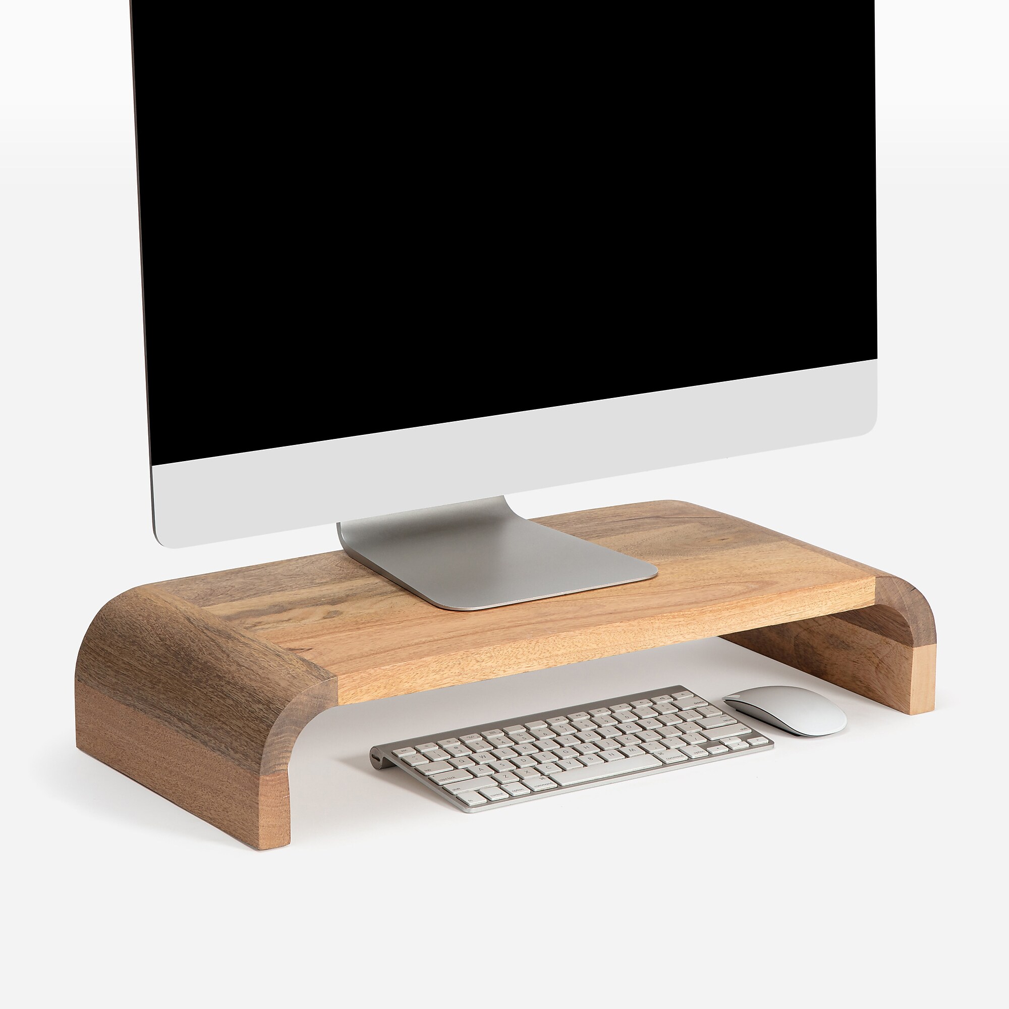 Anji Mountain Mango Wood Monitor Stand, Up to 32″ Monitor, Natural (MS-CRV-MNG) Sansujyuku sansujyuku.com