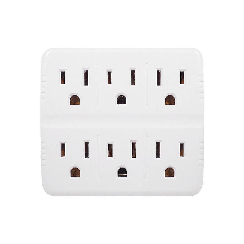 GoGreen Power Wall Tap, 6 Outlet, White, 3/Pack (GG-16000TW) image 1