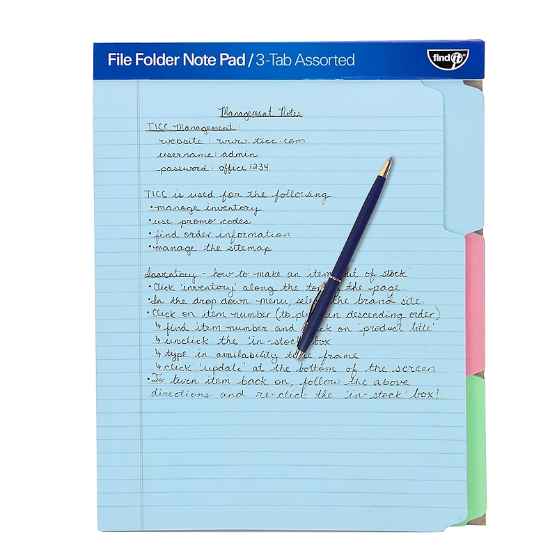 Find It File Folder Notepad - Pack of 12-9.5 x 12.5 Inch Notebook Organizer Folders for Filing, Document, and Clipboard Organiza image 1