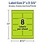 Avery Printable Rectangle Multipurpose Labels, 2" x 3.75", Bright Green, 80/Pack (94240)~#|#~5AD1EDA0-D453-4E39-BA7DDE9F853D389B_sc7