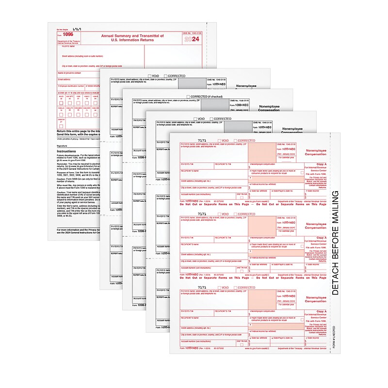 Adams 2024 1099-NEC 4-Part Laser/Inkject Tax Forms and software, 50/pack (6103NECQ) image 1