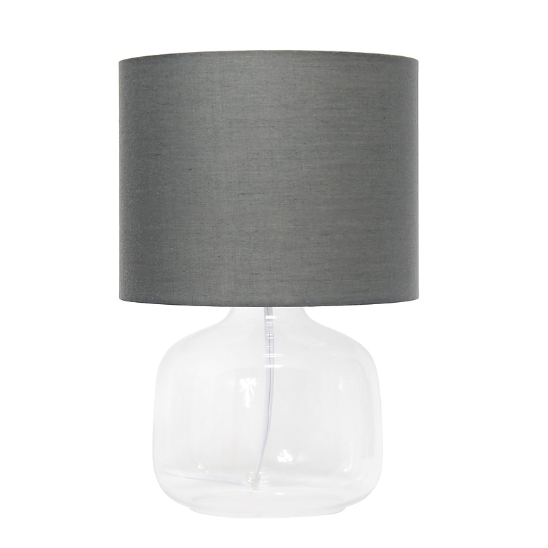 Creekwood Home Round Modern Glass 13.75" LED Table Lamp, Clear/Gray (CWT-1015-CG) image 1