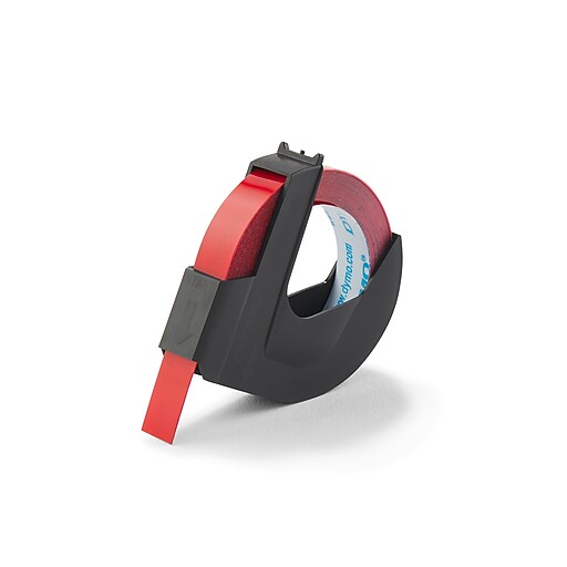 DYMO Embossing 520102 Label Maker Tape, 3/8" x 12', White on Red