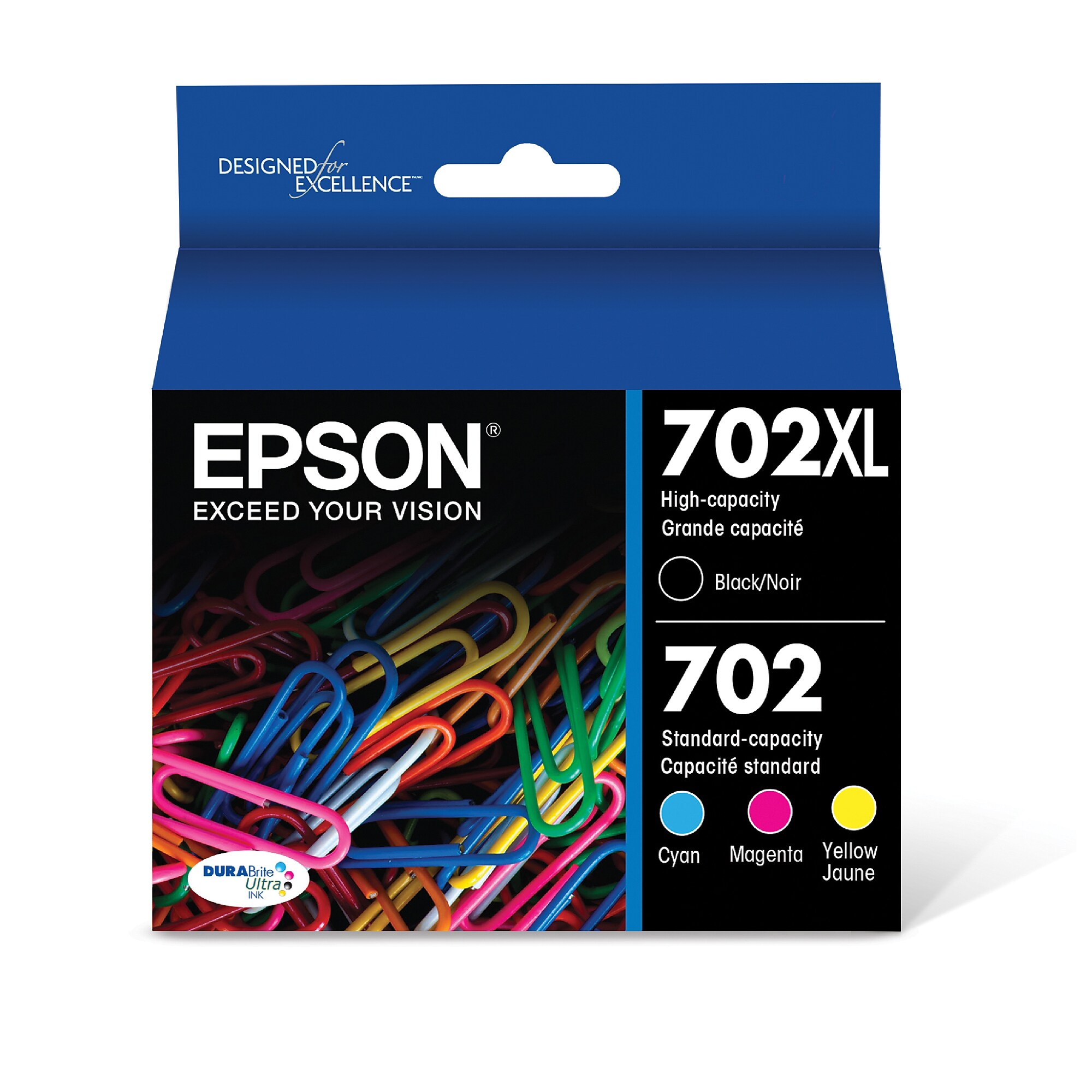 Epson T702XL/T702 Black High Yield and Cyan/Magenta/Yellow Standard Yield Ink Cartridge, 4/Pack   (T702XL-BCS) Sansujyuku sansujyuku.com