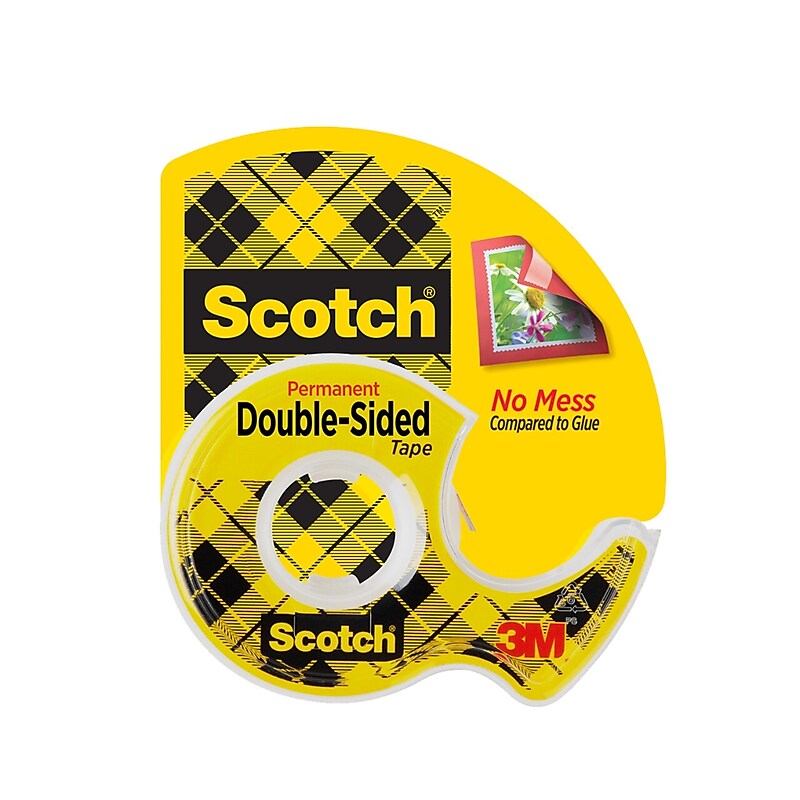 Scotch Permanent Double Sided Tape Refill, 0.5" x 6.94 yds., 1"Core, Clear (136) image 1