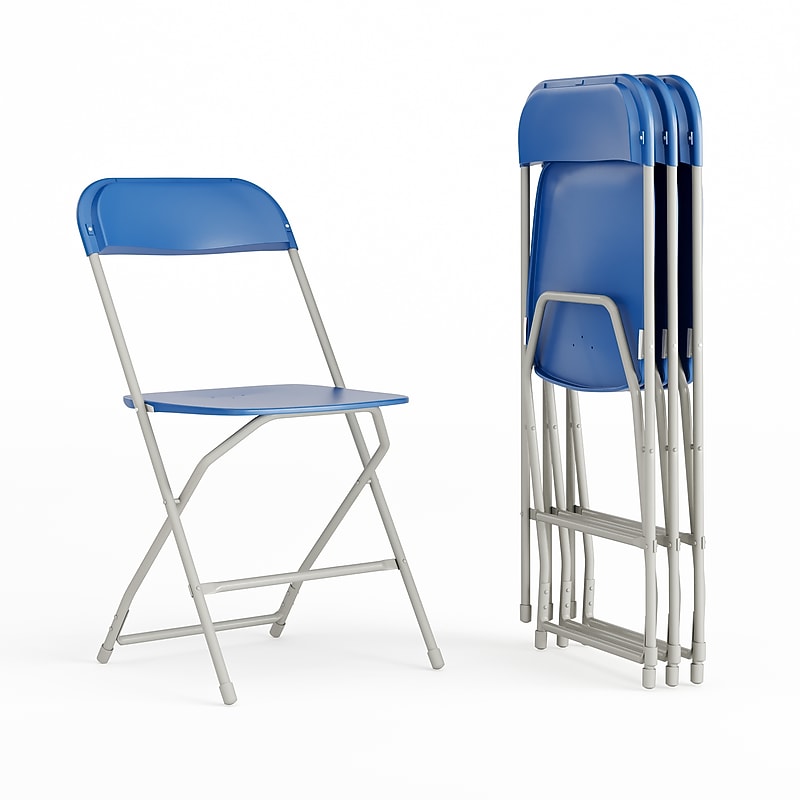 Flash Furniture HERCULES Plastic Folding Chair, Blue, 4/Pack (4LEL3BLUE) image 1