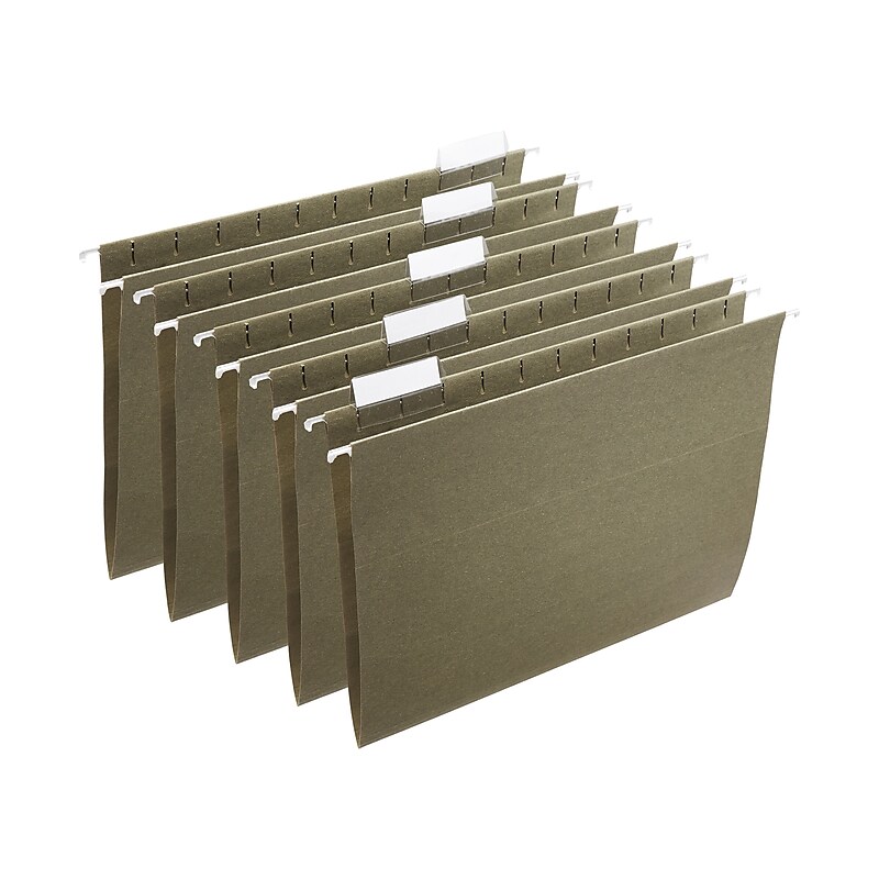 Staples® Hanging File Folders, 5-Tab, Letter Size, Standard Green, 250/Carton (ST116764CT) image 1