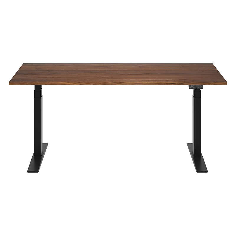 FlexiSpot E7 Commercial 72''W Electric Rectangular Adjustable Standing Desk, Black Walnut/Black (E7BCOM7230-BW) image 1