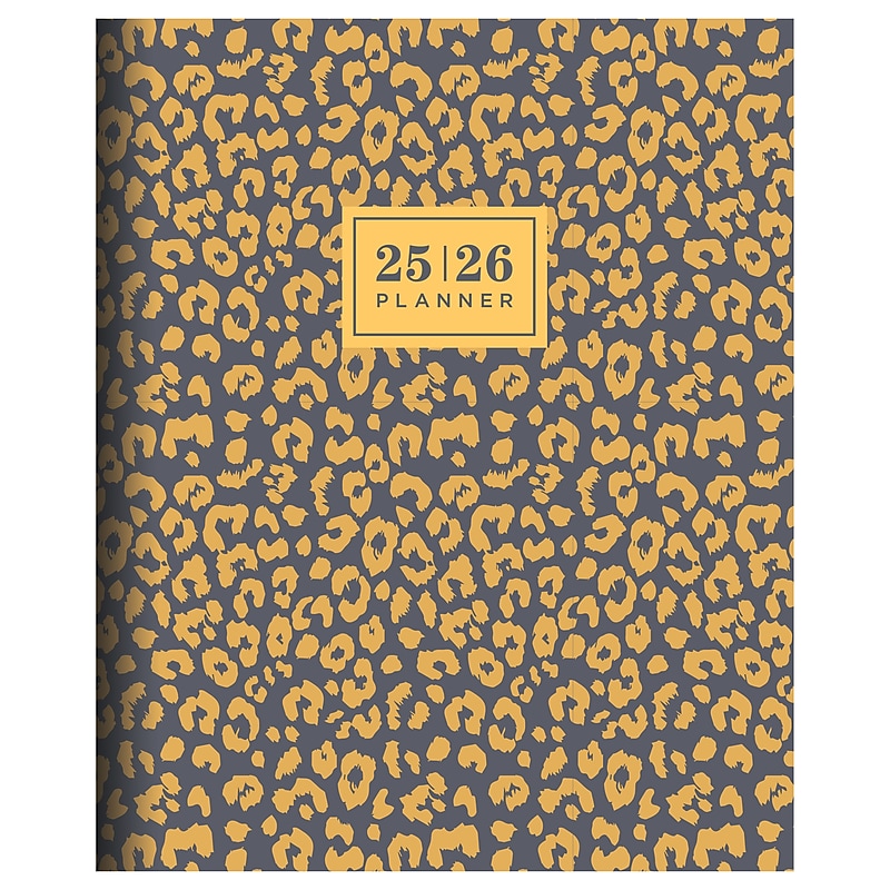 2025-2026 TF Publishing Lovely Leapord 9" x 11" Academic Year Monthly Planner, Paperboard Cover, Gray/Gold (AY26-4504) image 1