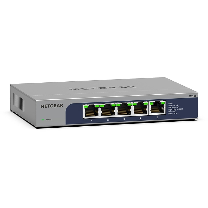 Netgear 5 Ethernet Ports Multi-Gigabit Unmanaged, 25 Gbps, Grey (MS105-100NAS) image 1