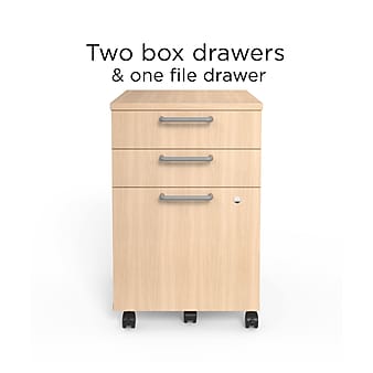 Union & Scale™ Essentials 3-Drawer Vertical File Cabinet, Mobile/Pedestal, Letter/Legal, Natural, 21" (UN56981)