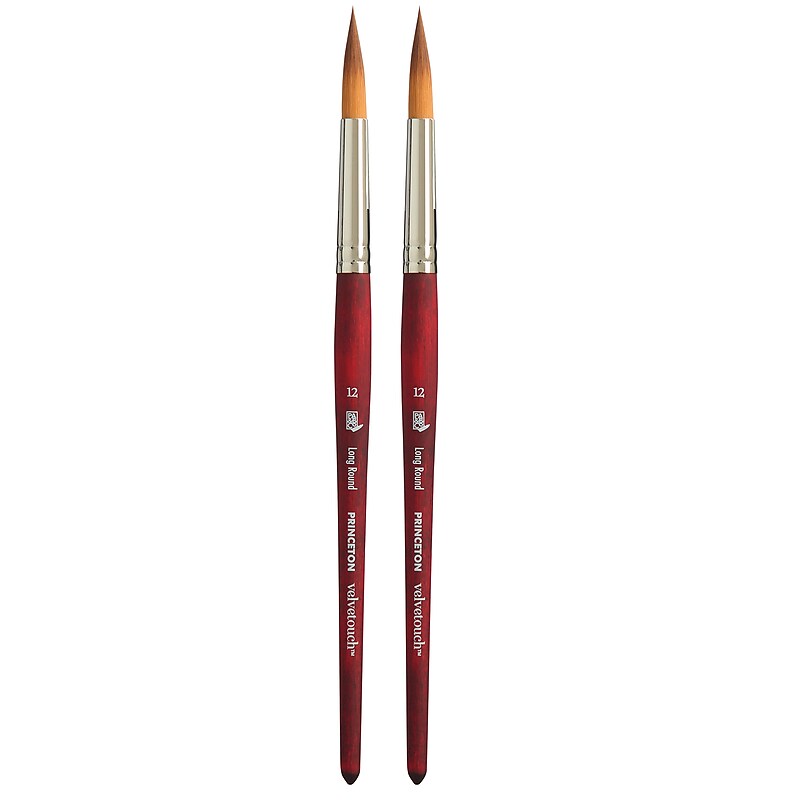 Princeton Velvetouch Mixed Media Synthetic Long Round Brush, 2/Pack (PBXP3950LR12-2) image 1
