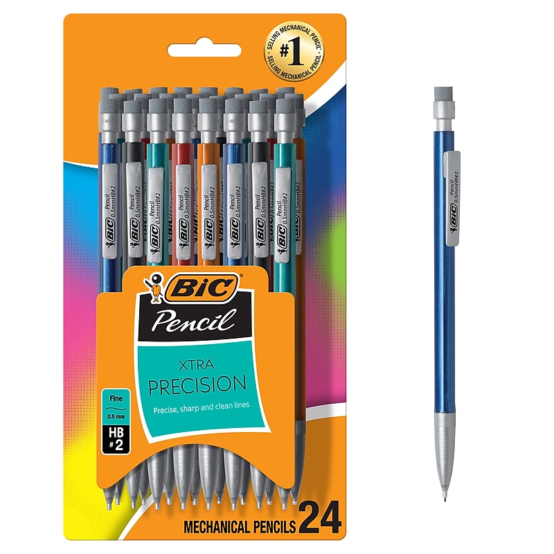 BIC Xtra Precision Mechanical Pencils, 0.5mm, #2 Hard Lead, 24/Pack (MPLMFP241-BLK) image 1