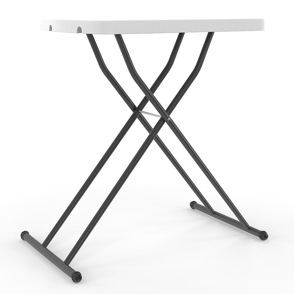 Side angle view of folding table legs and tabletop