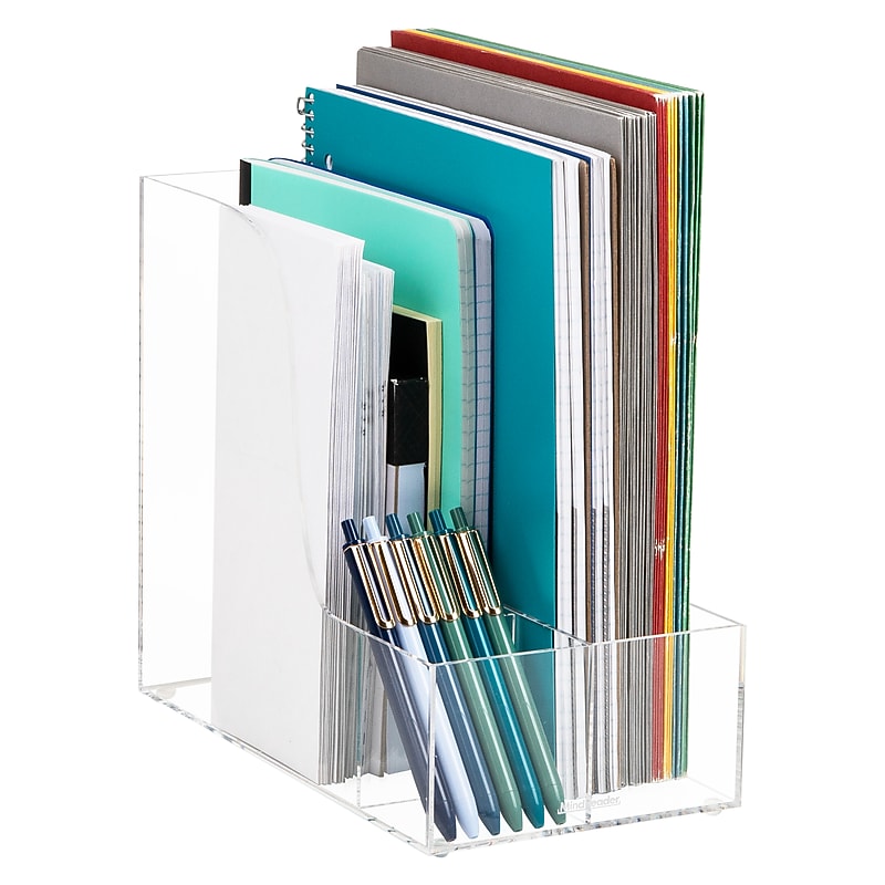 Mind Reader 3-Compartment Acrylic Desk Organizer, Clear (AMAG-CLR) image 1
