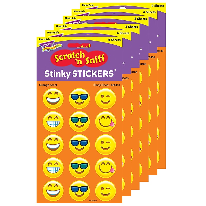 TREND Orange Stinky Stickers® Emoji Cheer, 60/Pack, 6 Packs (T-83433-6) image 1
