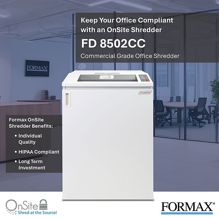 Formax OnSite Office 8502CC 25-Sheet Cross-Cut Commercial Shredder