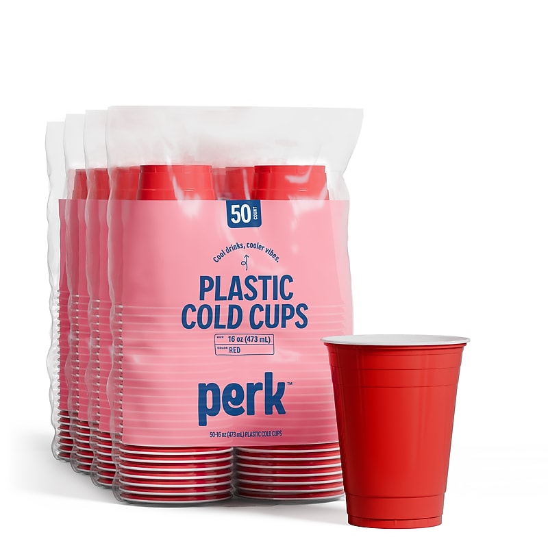 Perk™ Plastic Cold Cup, 16 Oz., Red, 500/Carton (PK54359CT) image 1