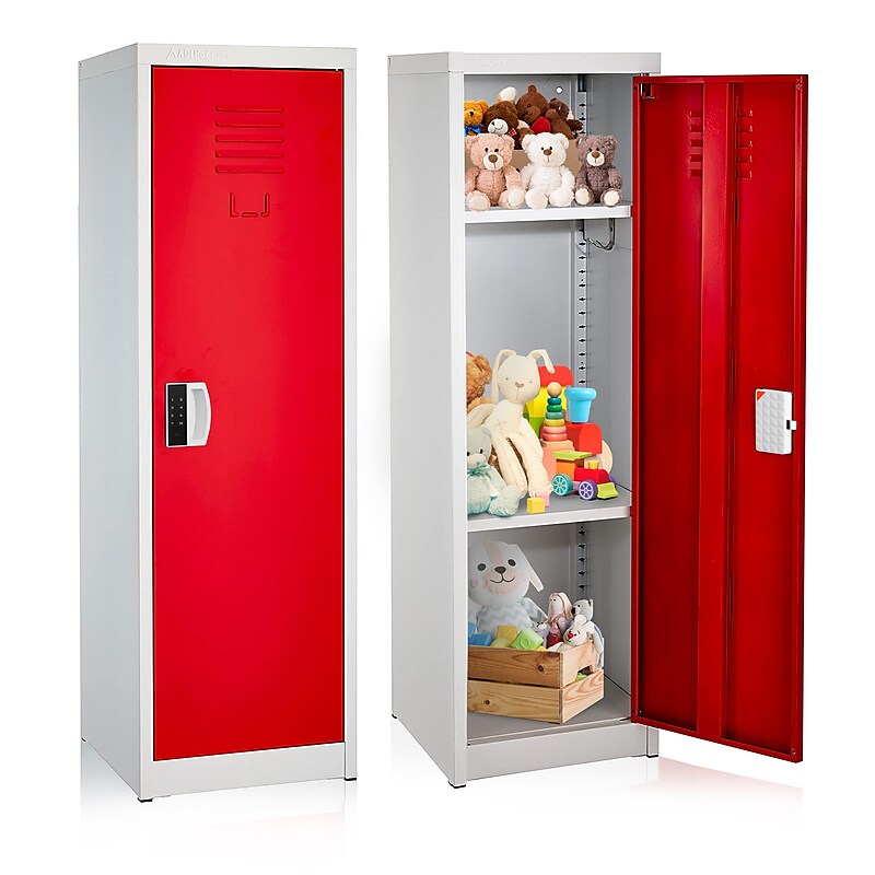 AdirOffice 48"H Single Tier Red Storage Locker (ADI629-01-RED-DL) image 1
