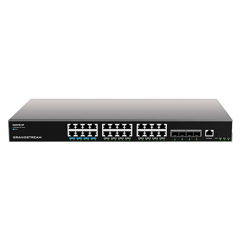 Grandstream GWN7810 Series 24-Port Gigabit Ethernet Managed Switch, 128Gbps Switching Capacity, Black (GWN7813P) image 1