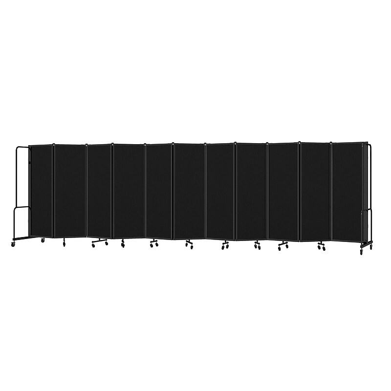 National Public Seating Robo Series 11-Panel Folding Mobile Room Divider, 72"H x 256"W, Black Fabric (RDB6-11PT10) image 1