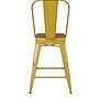 Flash Furniture Kai Indoor-Outdoor Counter Height Stool with Removable Back, Yellow with Teak Seat (CH3132024GYLP2T)~#|#~5B710DCA-EF74-42B8-B7A3B734CD31F54F_sc7